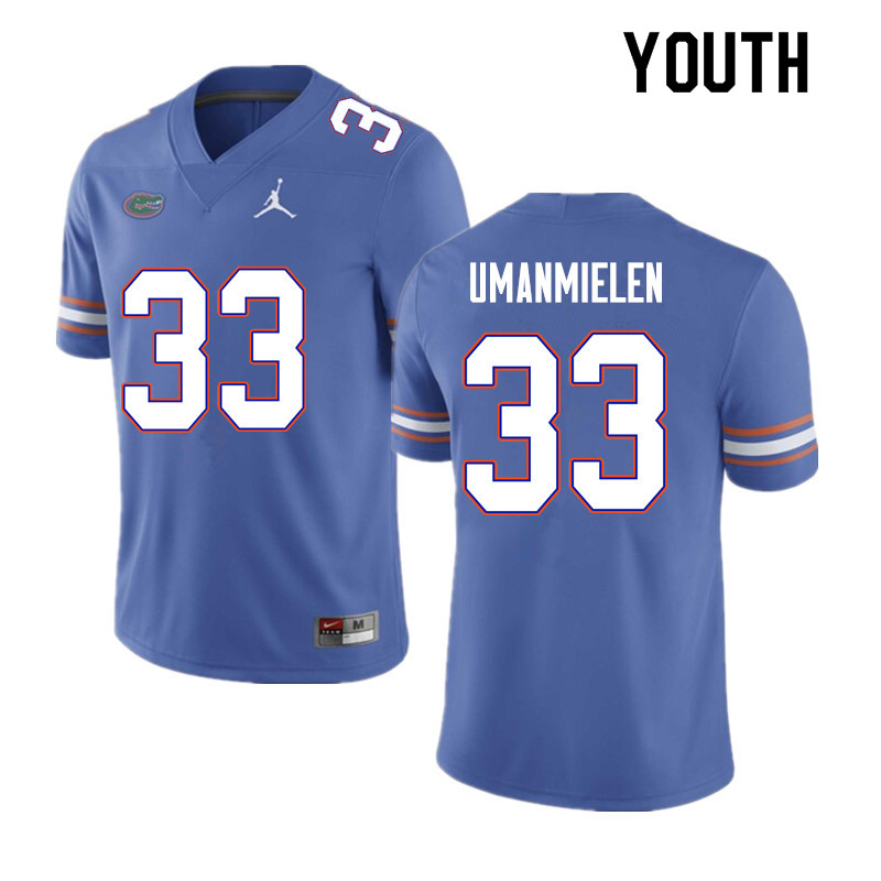 Youth #33 Princely Umanmielen Florida Gators College Football Jerseys Sale-Blue - Click Image to Close
